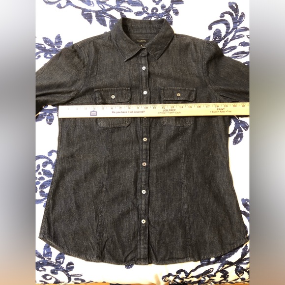 Talbots Size 10, dark blue jeans shirt, long sleeves. - Picture 11 of 11